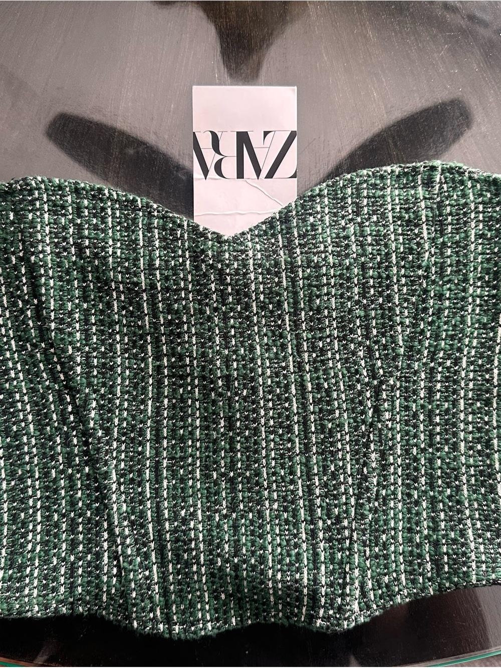 Zara Green Tweed corset top- Structured Textured Fit
